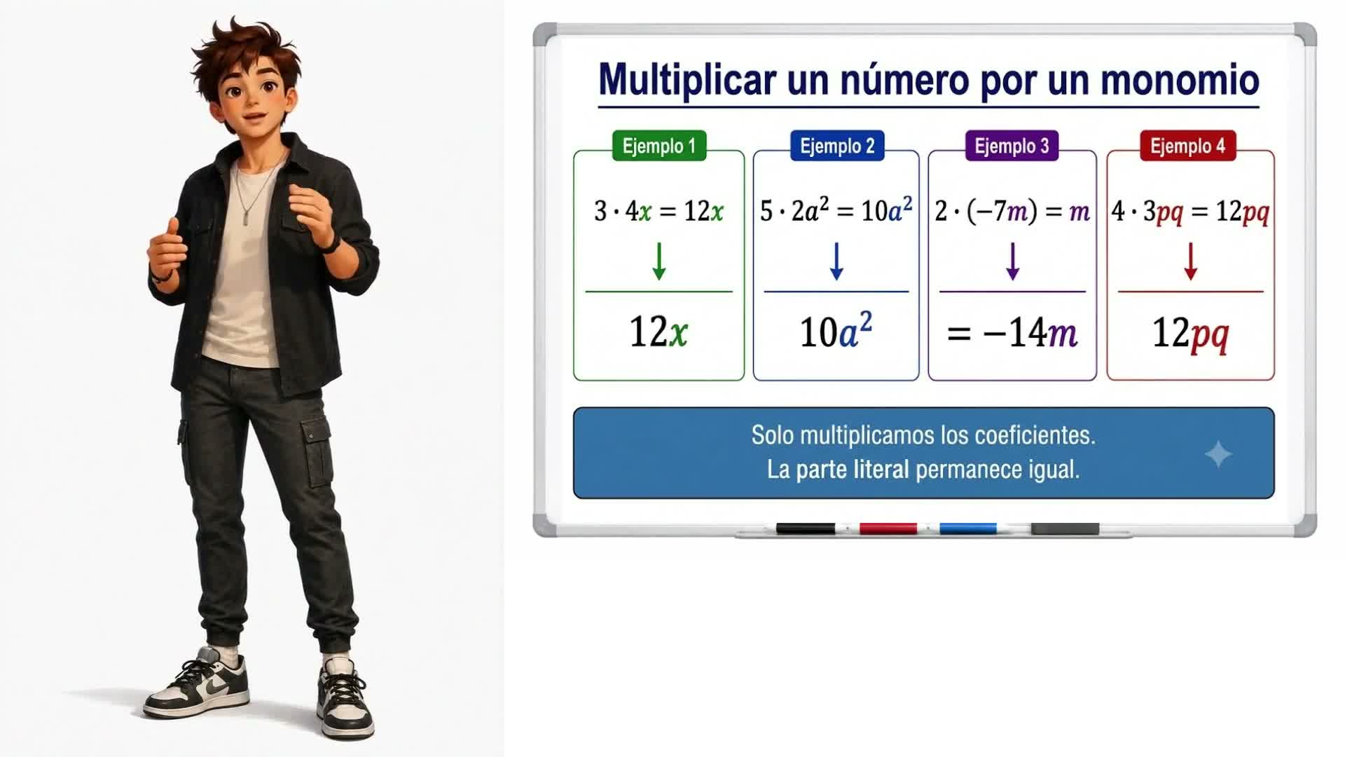 Multiplicar un número por un monomio