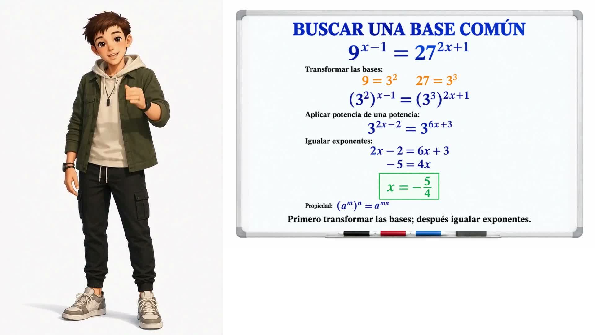 Ecuaciones exponenciales: misma base