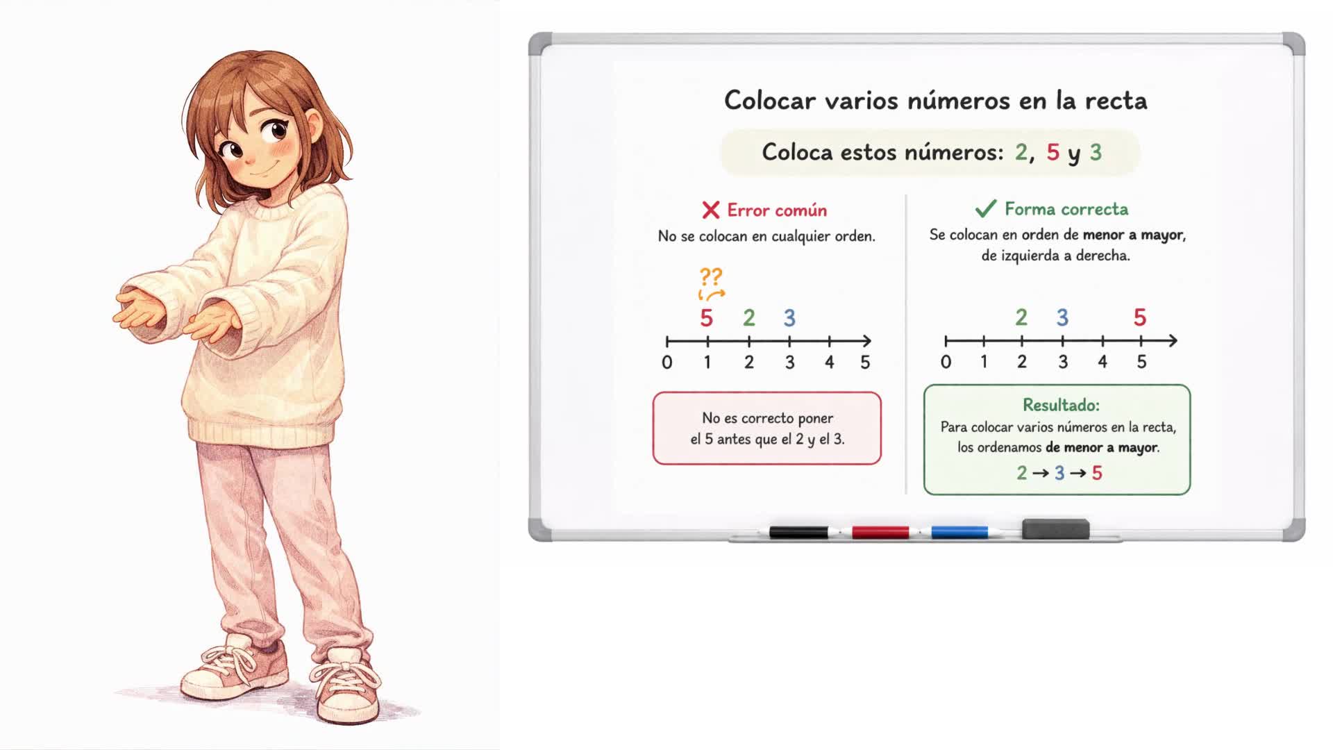 Colocar varios números en la recta numérica