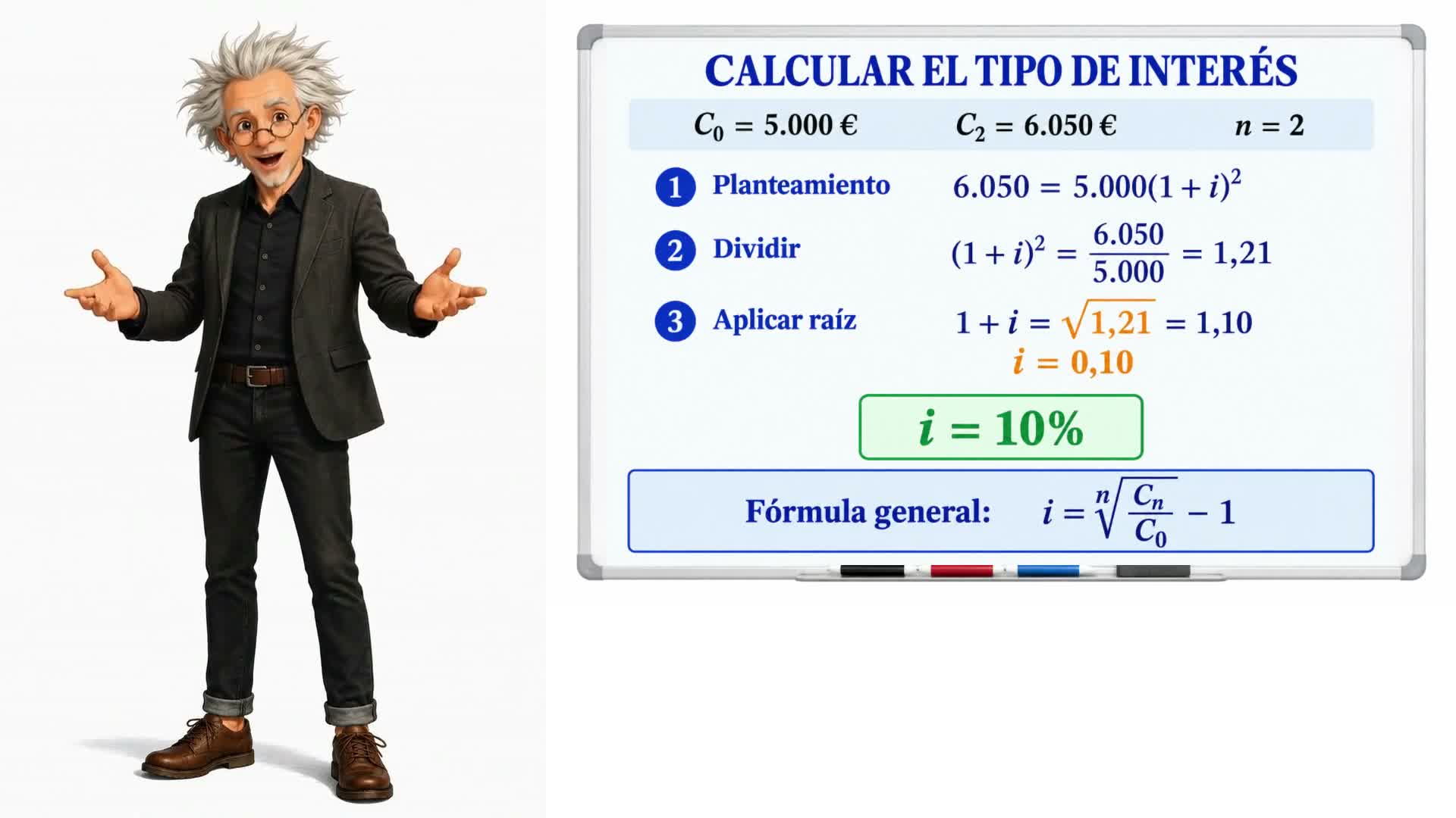 Capital inicial, capital final, interés y tiempo