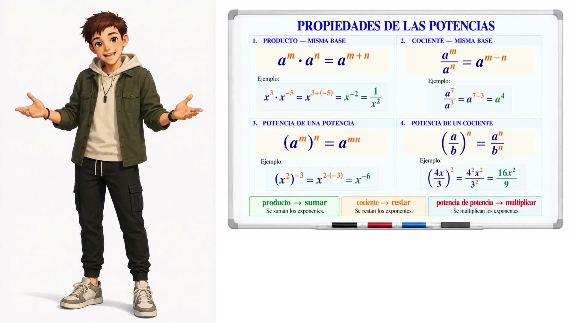 Potencias de exponente entero y propiedades