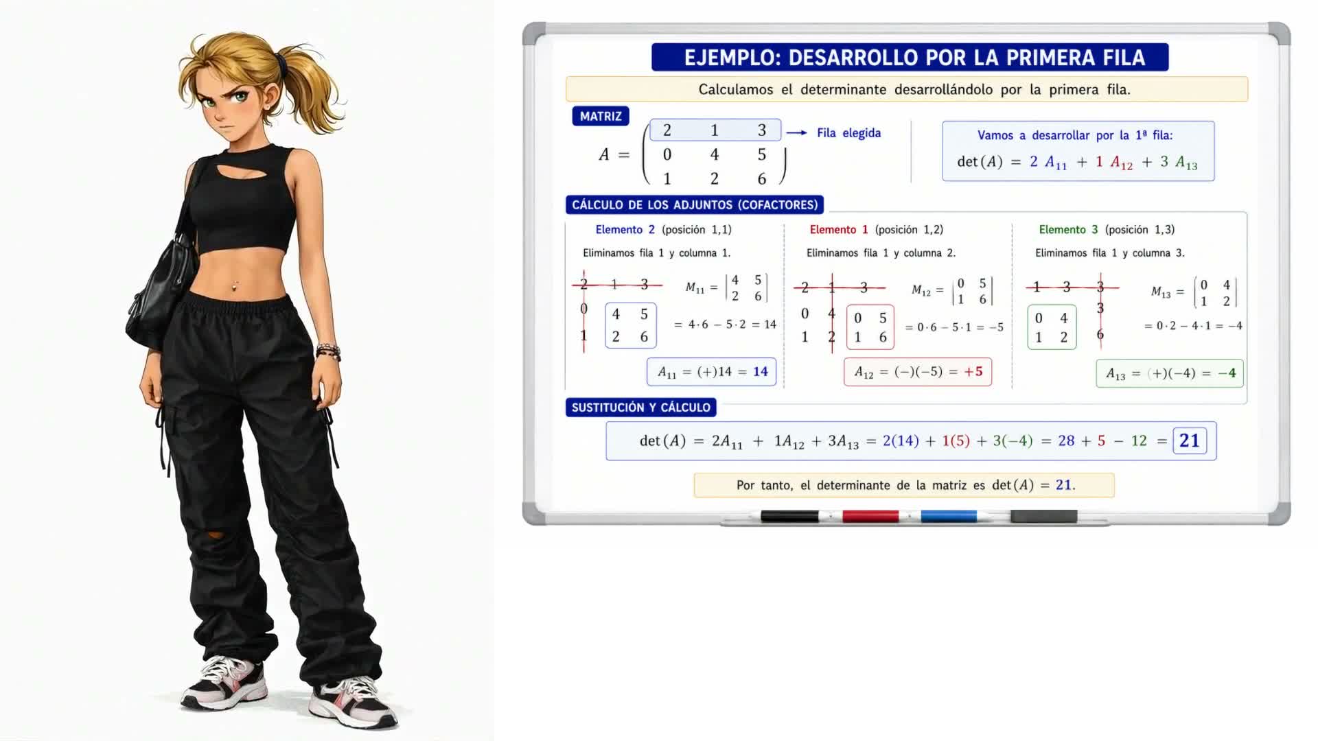 Desarrollo de un determinante por filas