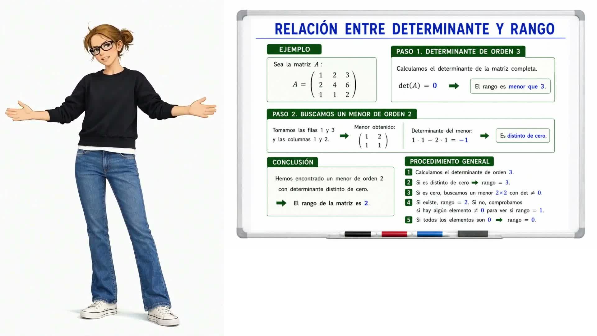 Relación entre determinante y rango