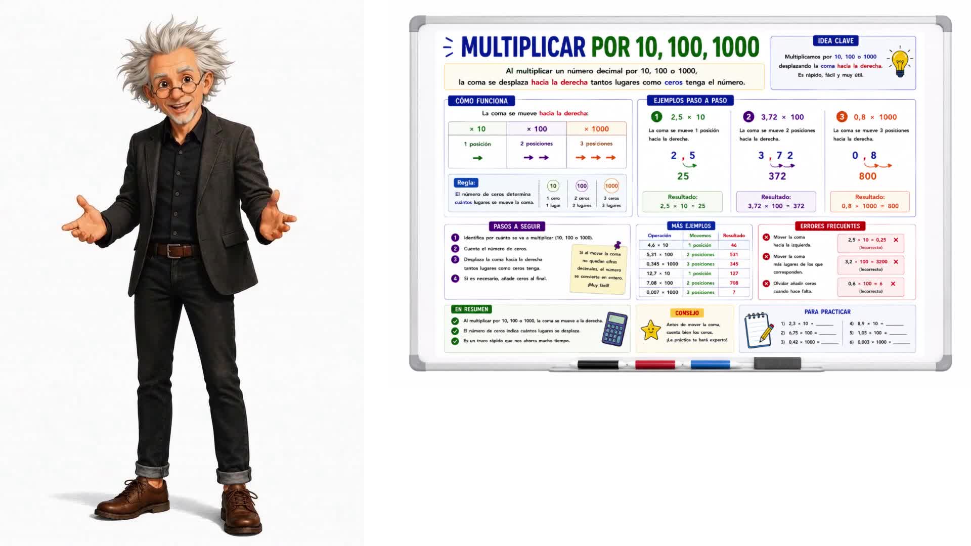 Multiplicar por 10, 100 y 1000
