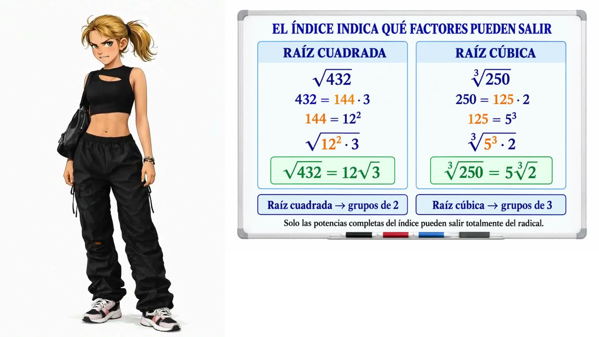 Radicales: simplificación y extracción de factores