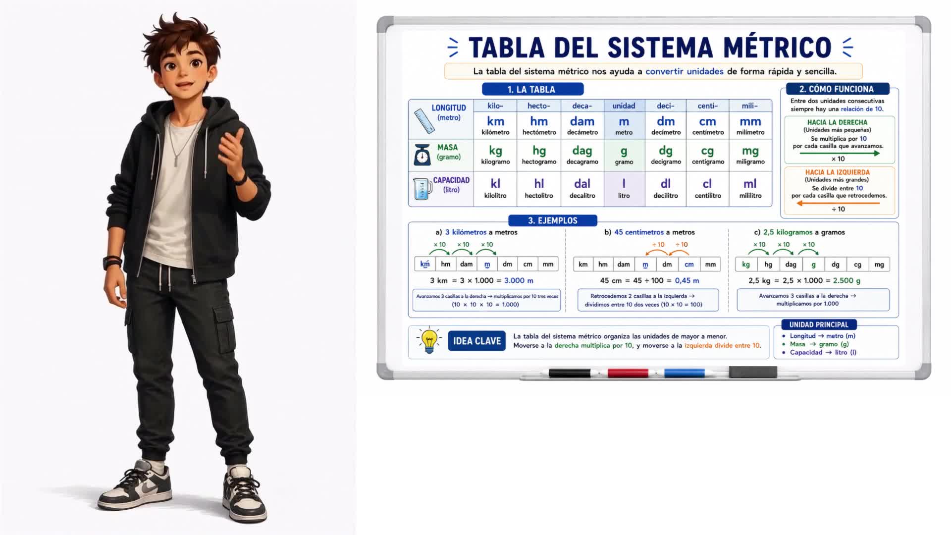 Tabla del sistema métrico