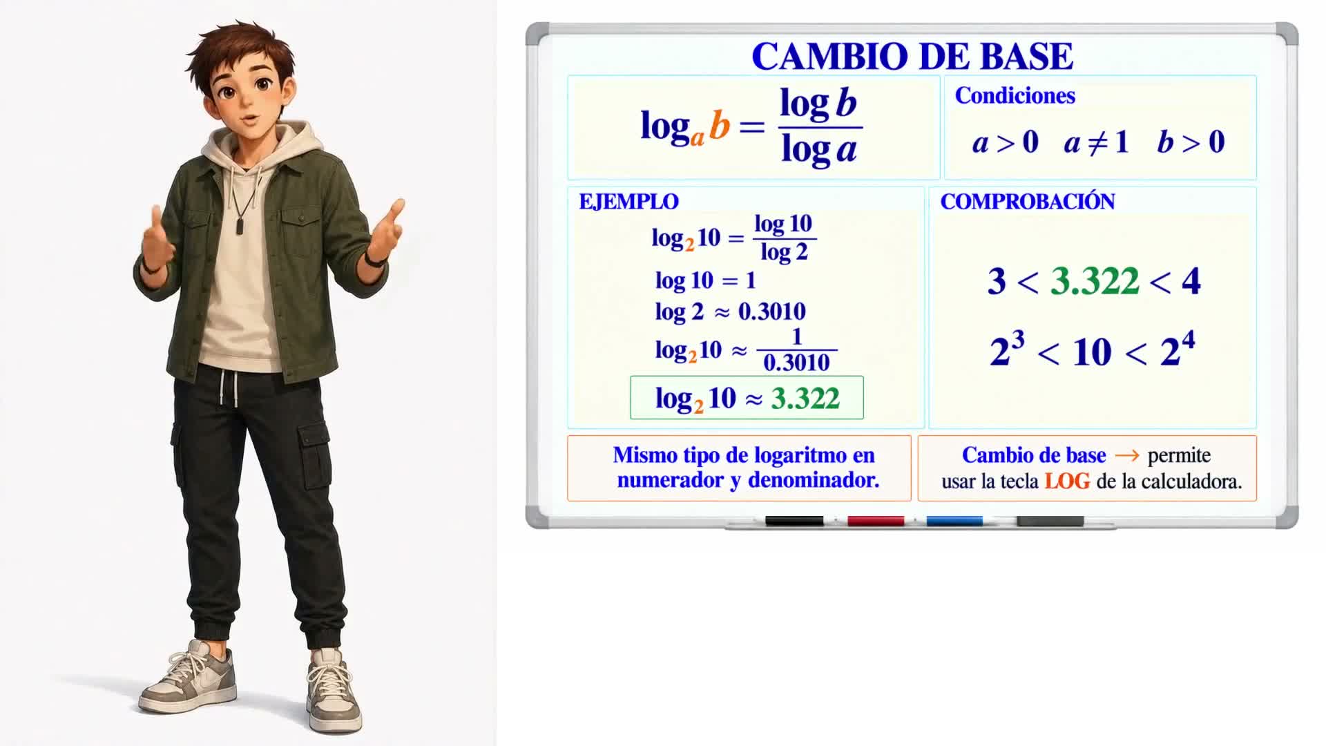 Cálculo de logaritmos y cambio de base