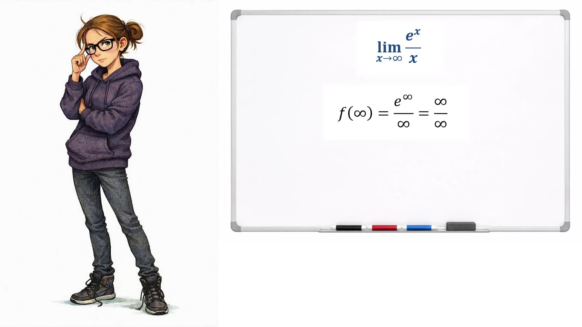 Límite de una función exponencial infinito entre infinito